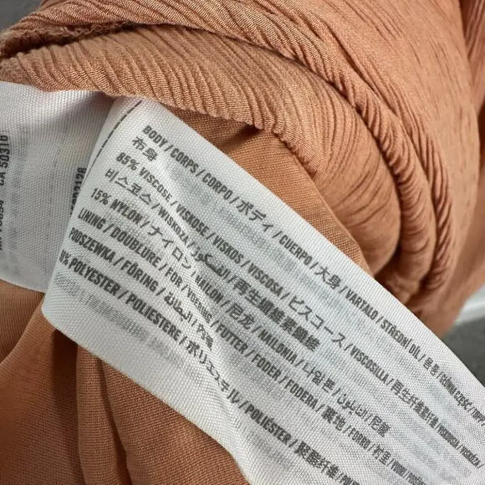 Abercrombie & Fitch‎ Womens Size XLP Ruched Crinkle Babydoll Maxi Dress Salmon